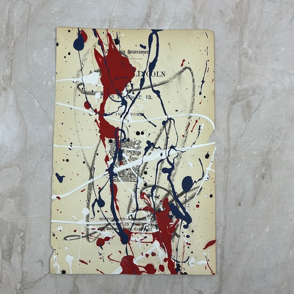 Original Abstract Art Painting 4.75x7.25” American Statesmen Signed #2 - Picture 2 of 5